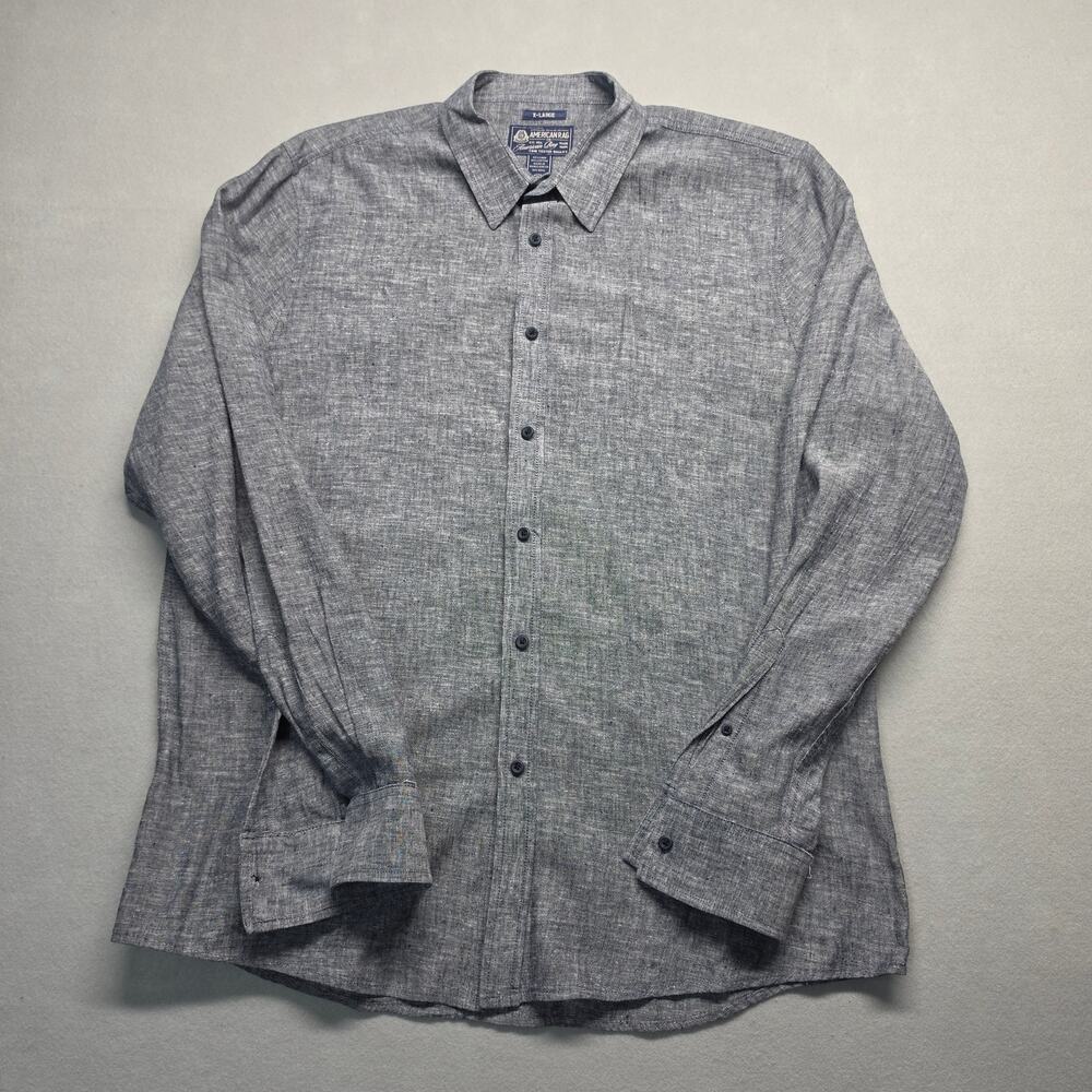 American Rag Gray Linen Blend Long Sleeve Button Down Shirt XL